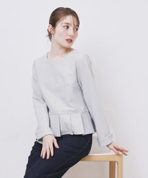 ストレッチペプラムラメトップス【洗濯機OK/防シワ/抗ピル】《S～3L》