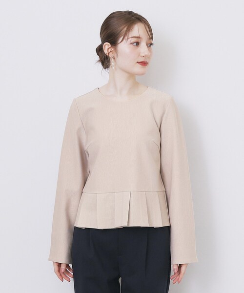 index（インデックス）の「ストレッチペプラムラメトップス【洗濯機OK/防シワ/抗ピル】《S～3L》（Tシャツ/カットソー・レディース・ナチュラル/チャコールグレー/サックスブルー・42/40/38/36/44）」の16枚目の写真