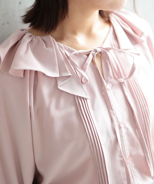 Ruwan yu(ルワンユー)の「フリルネックリボンブラウス【大きいサイズ対応】(シャツ/ブラウス・レディース・ピンク/ブラック・L/LL/3L/4L)」の17枚目の写真