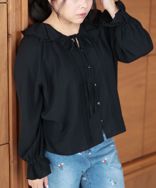 Ruwan yu(ルワンユー)の「フリルネックリボンブラウス【大きいサイズ対応】(シャツ/ブラウス・レディース・ピンク/ブラック・L/LL/3L/4L)」の19枚目の写真
