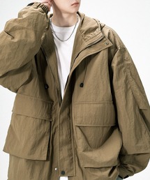 STONE  フード付ナイロンジャケット ベージュ 3XL ナイロンジャケット（ベージュ系・フードあり）ファッション通販