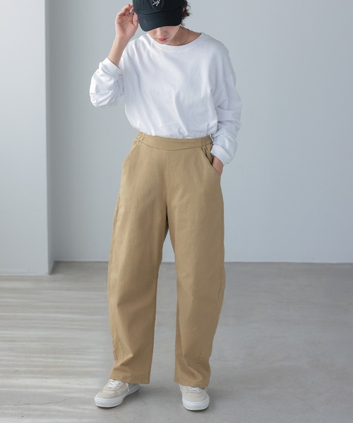 itto...(イット)の「ストレッチツイルカーブパンツ(チノパンツ・レディース・カーキ/ブラック/ベージュ・L/M)」の13枚目の写真