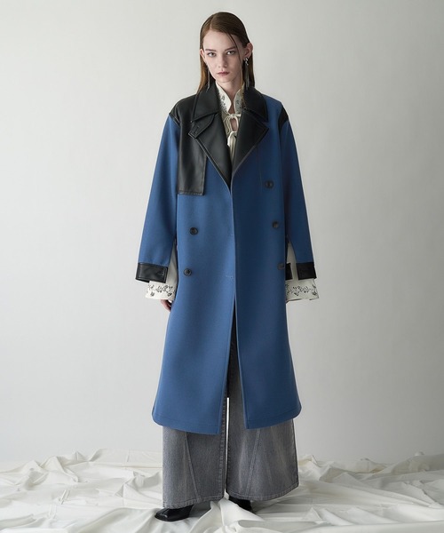 HARE ウーリーテックフェイクレザーキリカエトレンチ 美品 HARE（ハレ）の「ウーリーテックフェイクレザーキリカエトレンチ