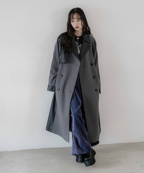 セール】ウーリーテックフェイクレザーキリカエトレンチコート(HARE