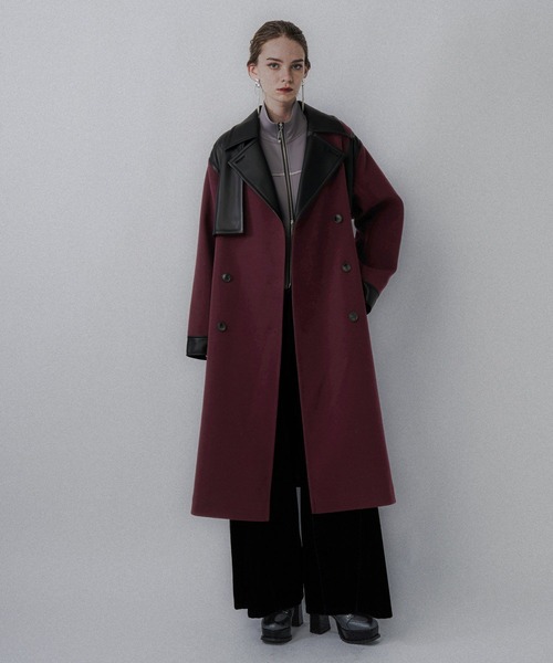 ウーリーテックフェイクレザーキリカエトレンチコート(HARE)（ステン