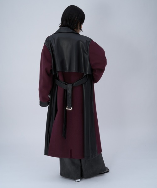 ウーリーテックフェイクレザーキリカエトレンチコート(HARE