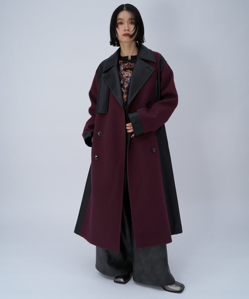 ウーリーテックフェイクレザーキリカエトレンチコート(HARE