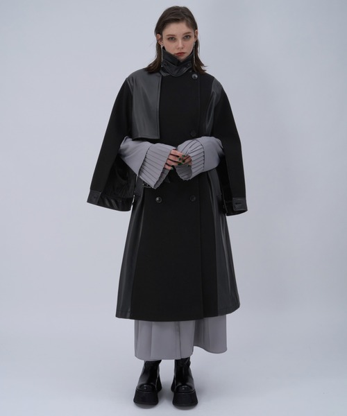 ウーリーテックフェイクレザーキリカエトレンチコート(HARE)（ステン