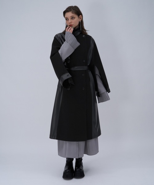 ウーリーテックフェイクレザーキリカエトレンチコート(HARE