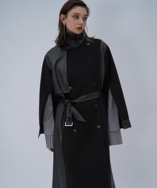 ウーリーテックフェイクレザーキリカエトレンチコート(HARE)（ステン