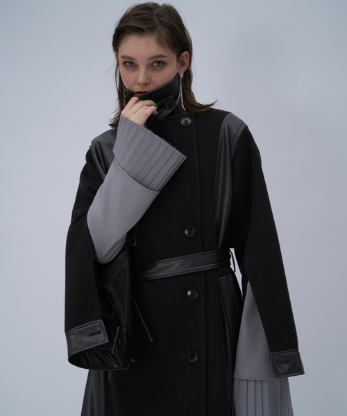 セール】ウーリーテックフェイクレザーキリカエトレンチコート(HARE