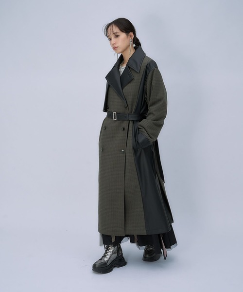 HARE(ハレ)の「ウーリーテックフェイクレザーキリカエトレンチコート(HARE)(チェスターコート・レディース・グレー/ボルドー/ブラック/ブルー/グリーン/ブラウン系その他・FREE)」の19枚目の写真