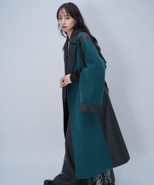 HARE(ハレ)の「ウーリーテックフェイクレザーキリカエトレンチコート(HARE)(チェスターコート・レディース・グレー/ボルドー/ブラック/ブルー/グリーン/ブラウン系その他・FREE)」の22枚目の写真