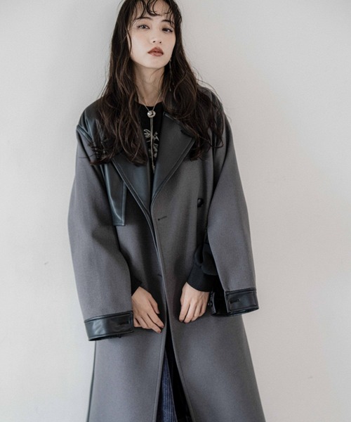 ウーリーテックフェイクレザーキリカエトレンチコート(HARE