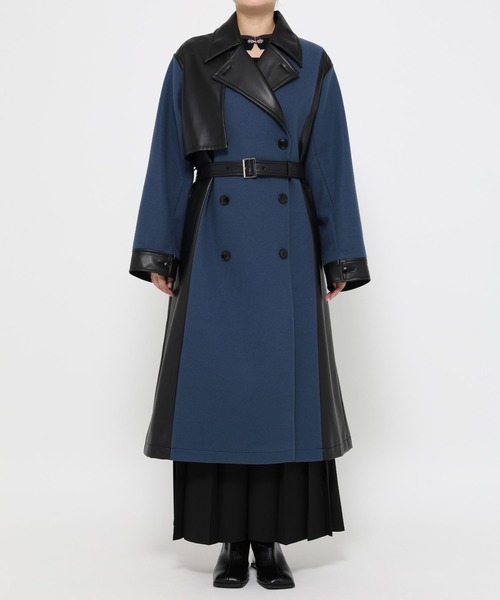 【HARE】ウーリーテックフェイクレザーキリカエトレンチ ウーリーテックフェイクレザーキリカエトレンチコート(HARE