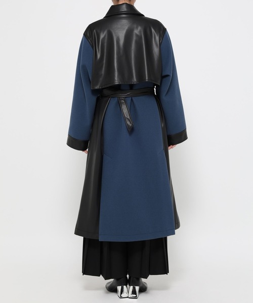 HARE ウーリーテックフェイクレザーキリカエトレンチ 美品 HARE ウーリーテックフェイクレザーキリカエトレンチ 美品