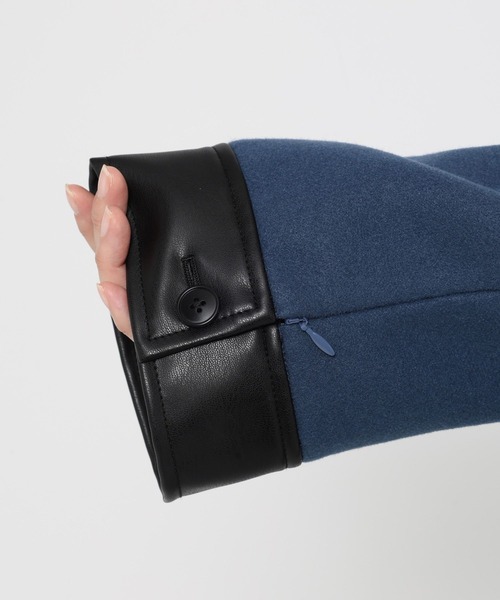 HARE(ハレ)の「ウーリーテックフェイクレザーキリカエトレンチコート(HARE)(チェスターコート・レディース・グレー/ボルドー/ブラック/ブルー・FREE)」の11枚目の写真