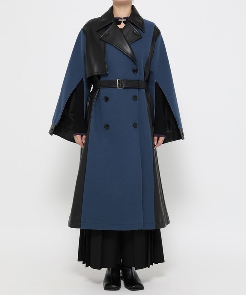 HARE ウーリーテックフェイクレザーキリカエトレンチ 美品 HARE ウーリーテックフェイクレザーキリカエトレンチ 美品