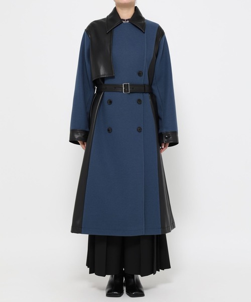 ウーリーテックフェイクレザーキリカエトレンチコート(HARE