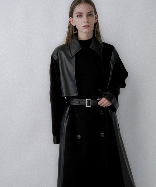 HARE ウーリーテックフェイクレザーキリカエトレンチ 美品 ウーリーテックフェイクレザーキリカエトレンチコート(HARE