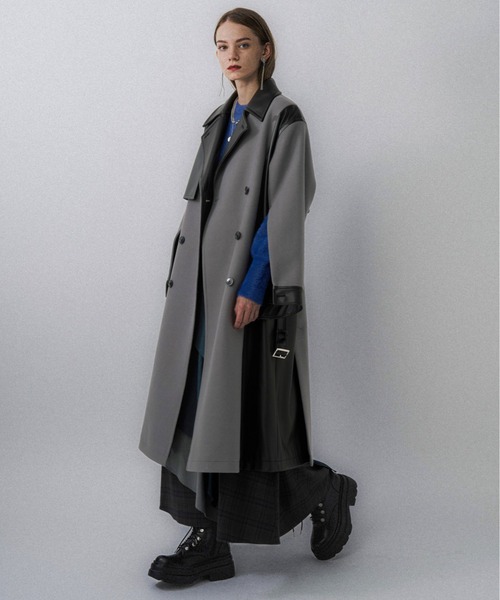 フェイクレザーキリカエトレンチコート(HARE) ウーリーテックフェイクレザーキリカエトレンチコート(HARE)（ステン