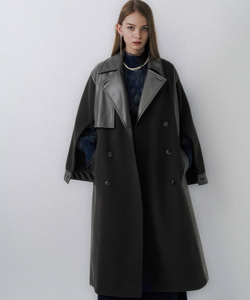 【HARE】ウーリーテックフェイクレザーキリカエトレンチ HARE｜ウーリーテックフェイクレザーキリカエトレンチコート