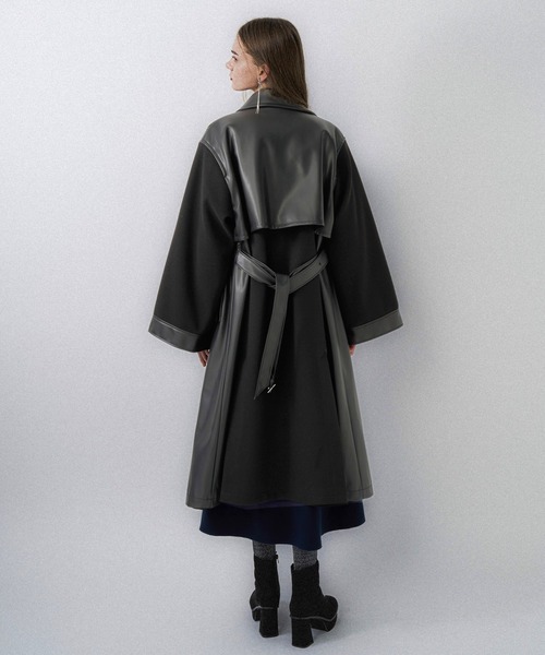 HARE ウーリーテックフェイクレザーキリカエトレンチ 美品 HARE ウーリーテックフェイクレザーキリカエトレンチ 美品