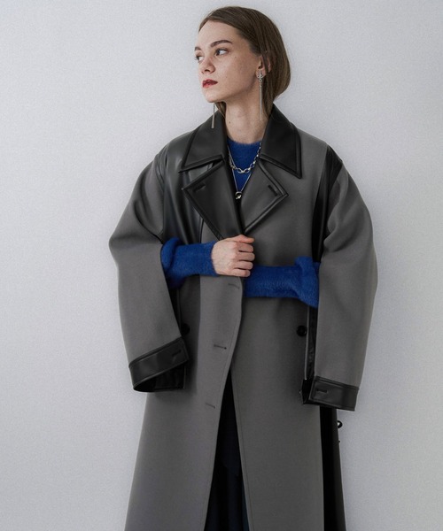 ウーリーテックフェイクレザーキリカエトレンチコート(HARE