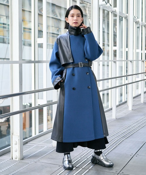 セール】ウーリーテックフェイクレザーキリカエトレンチコート(HARE