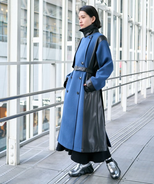 ウーリーテックフェイクレザーキリカエトレンチコート(HARE