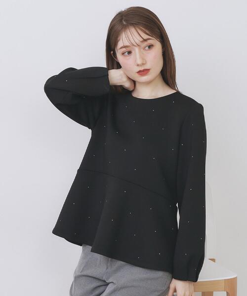 新品未使用 WCJ ペプラムトップス ブラック セール】ジルコンペプラムトップス【洗濯機OK】（Tシャツ/カットソー
