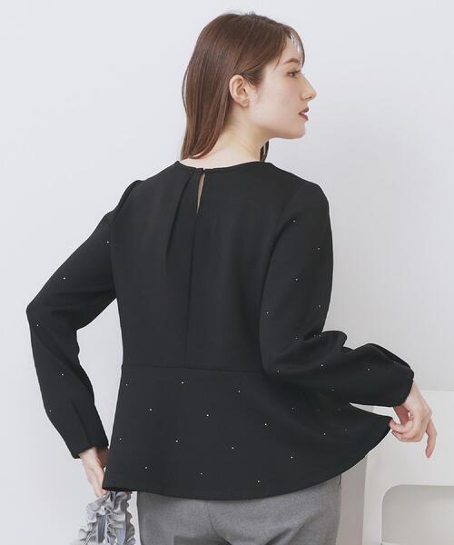 セール】ジルコンペプラムトップス【洗濯機OK】（Tシャツ/カットソー