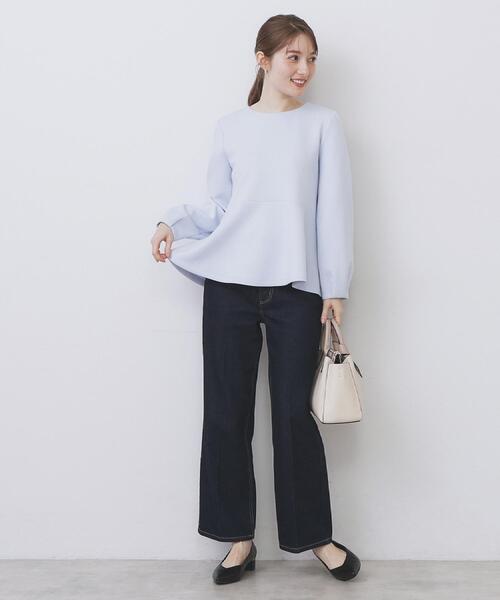 ペプラムトップス セール】ジルコンペプラムトップス【洗濯機OK】（Tシャツ/カットソー