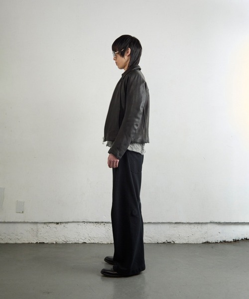 NVRFRGT(ネヴァーフォーゲット)の「LEATHER PANELED ZIP UP JACKET(ライダースジャケット・メンズ・ブラック・2)」の4枚目の写真