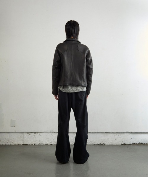 【NVRFRGT】Leather Paneled Zip Up Jacket新品 LEATHER PANELED ZIP UP JACKET（ライダースジャケット）｜NVRFRGT
