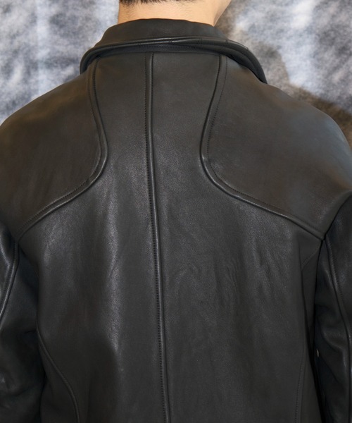 LEATHER PANELED ZIP UP JACKET（ライダースジャケット）｜NVRFRGT