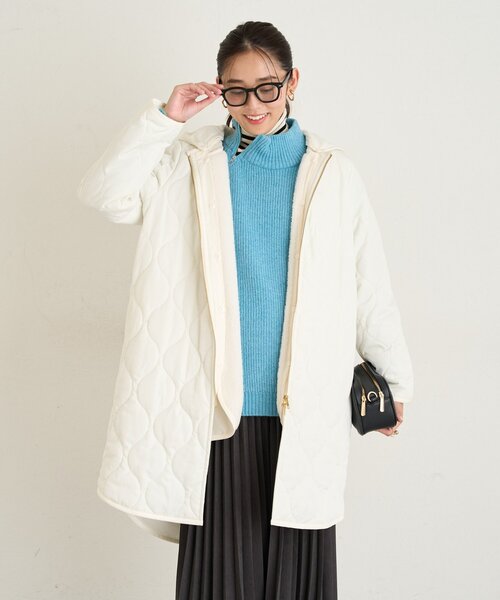 un dix cors(アンディコール)の「《着回し力抜群》ベスト+キルティングロングコート(ダウンジャケット/コート・レディース・ブラック/アイボリー・FREE)」の3枚目の写真