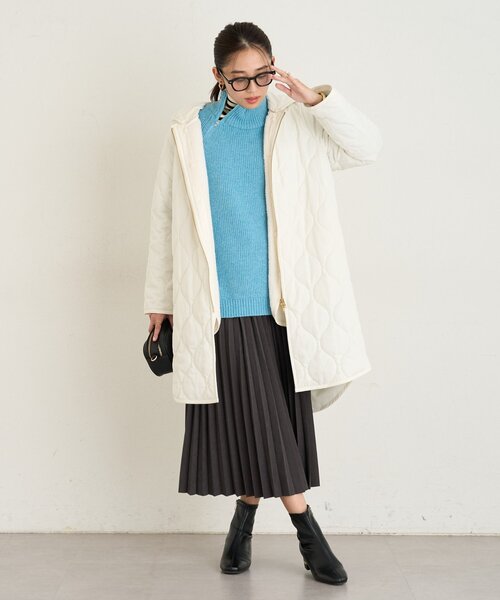 un dix cors(アンディコール)の「《着回し力抜群》ベスト+キルティングロングコート(ダウンジャケット/コート・レディース・ブラック/アイボリー・FREE)」の8枚目の写真