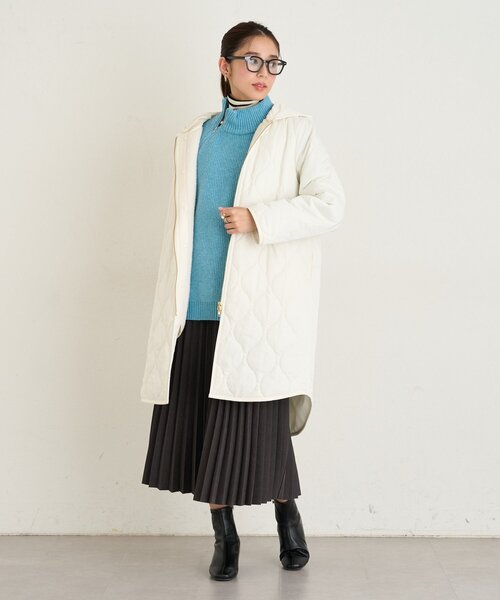 un dix cors(アンディコール)の「《着回し力抜群》ベスト+キルティングロングコート(ダウンジャケット/コート・レディース・ブラック/アイボリー・FREE)」の11枚目の写真