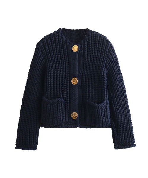 SPIGA（スピーガ）の「ﾒﾀﾙﾎﾞﾀﾝVﾈｯｸﾆｯﾄｶｰﾃﾞｨｶﾞﾝ（カーディガン/ボレロ・レディース・ブラック/ネイビー/ブラウン/レッド/オフホワイト/カーキ/ブルー/アイボリー・FREE）」の6枚目の写真