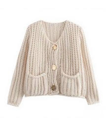 メタルボタンVネックニットカーディガン