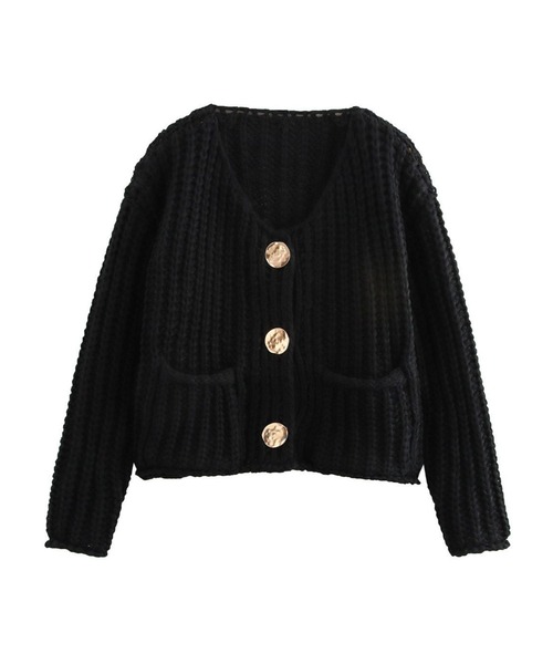 SPIGA（スピーガ）の「ﾒﾀﾙﾎﾞﾀﾝVﾈｯｸﾆｯﾄｶｰﾃﾞｨｶﾞﾝ（カーディガン/ボレロ・レディース・ブラック/ネイビー/ブラウン/レッド/オフホワイト/カーキ/ブルー/アイボリー・FREE）」の3枚目の写真