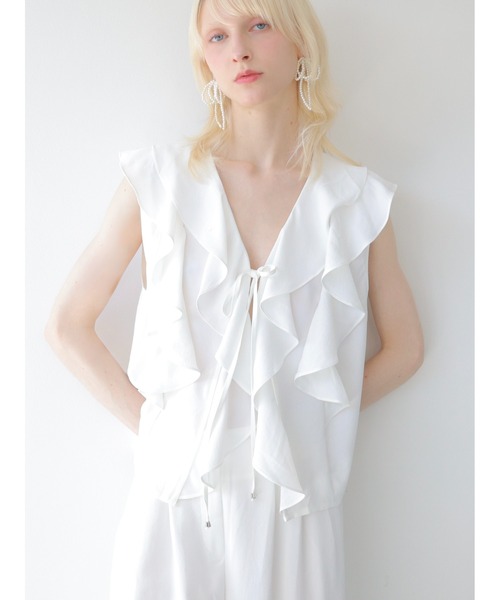 swane(スワネ)の「front frill open tops(シャツ/ブラウス・レディース・ホワイト・FREE)」の1枚目の写真