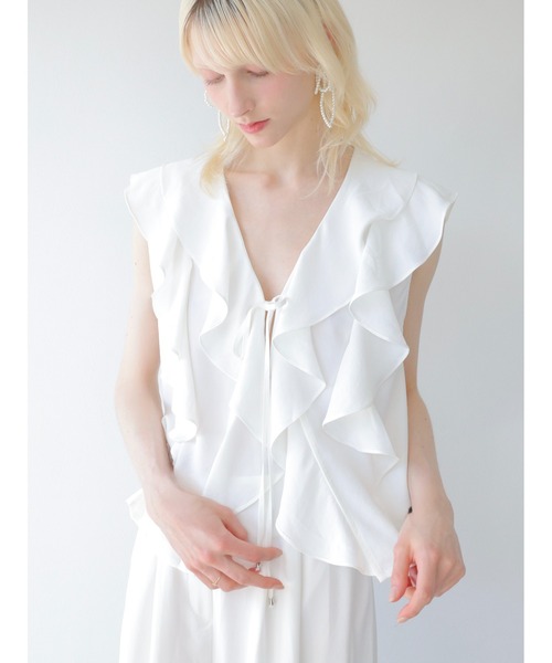 swane(スワネ)の「front frill open tops(シャツ/ブラウス・レディース・ホワイト・FREE)」の9枚目の写真