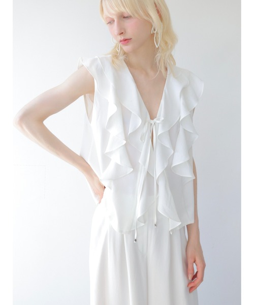 swane(スワネ)の「front frill open tops(シャツ/ブラウス・レディース・ホワイト・FREE)」の11枚目の写真