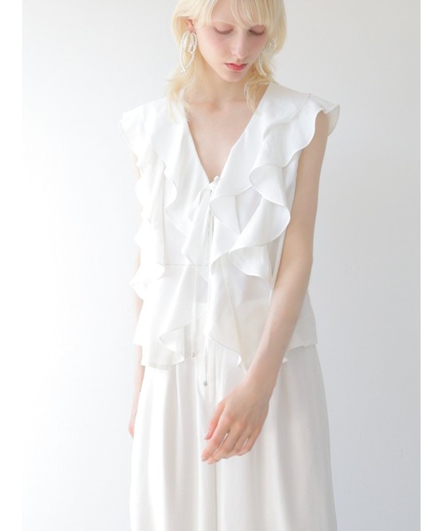 swane(スワネ)の「front frill open tops(シャツ/ブラウス・レディース・ホワイト・FREE)」の4枚目の写真