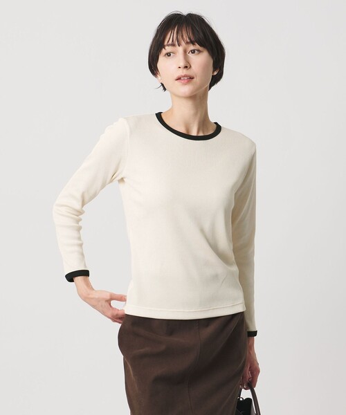 UNITED ARROWS(ユナイテッドアローズ)の「リブ バイカラー パイピング カットソー(Tシャツ/カットソー・レディース・オフホワイト/ダークブラウン/ダークグレー/ネイビー/ベージュ・FREE)」の8枚目の写真