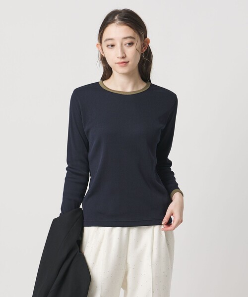 UNITED ARROWS(ユナイテッドアローズ)の「リブ バイカラー パイピング カットソー(Tシャツ/カットソー・レディース・オフホワイト/ダークブラウン/ダークグレー/ネイビー/ベージュ・FREE)」の16枚目の写真