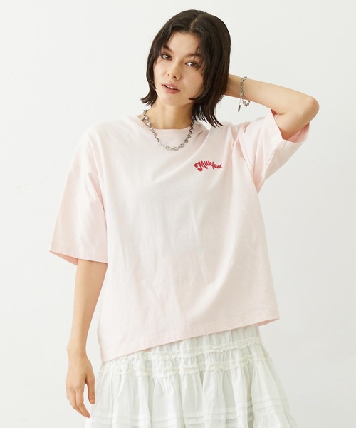 MILKFED.（ミルクフェド）の「TRIPLE ICE WIDE S/S TEE（Tシャツ/カットソー・レディース・ライトピンク/ネイビー/ホワイト・L/M）」の5枚目の写真