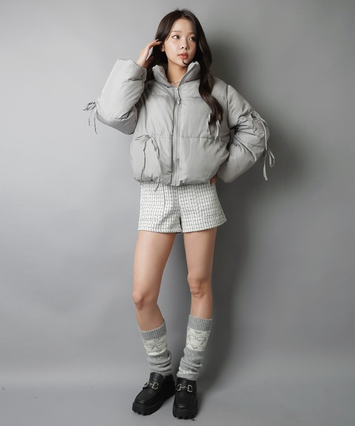 ハイブリッドダウンスカート　グレーS レッグウォーマー　セット　2025モデル セール】ノルディック柄レッグカバー/リボン（レッグウォーマー